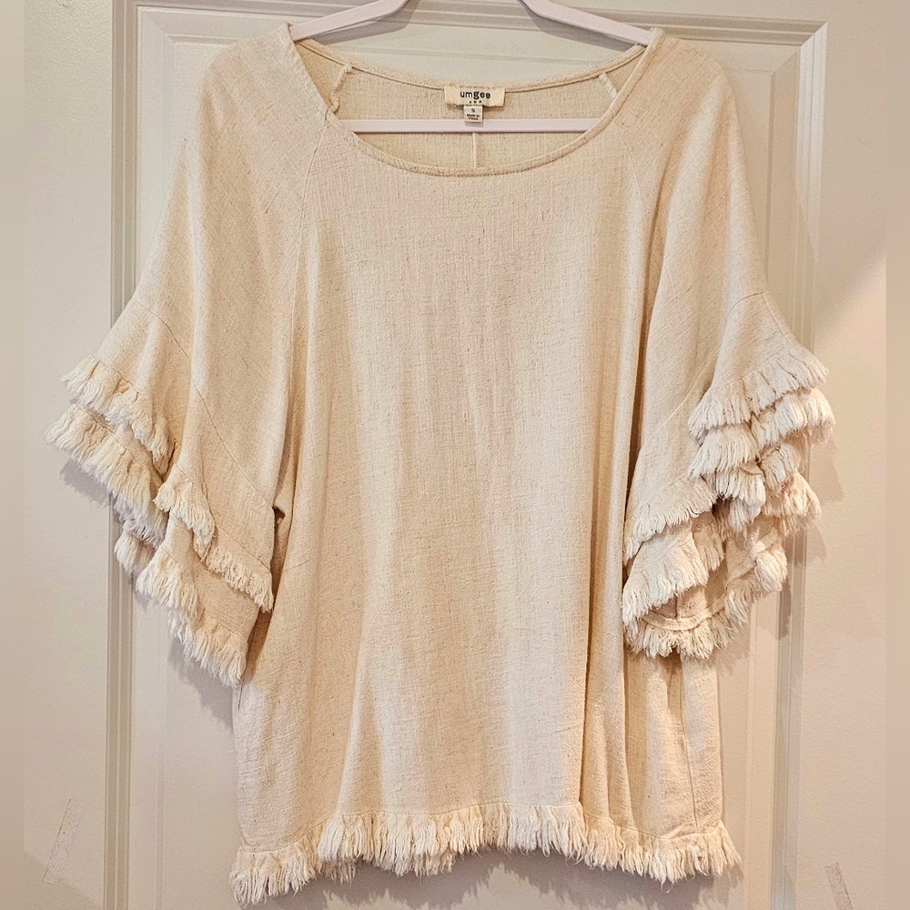 Umgee Boho Ivory/Cream Top Size S